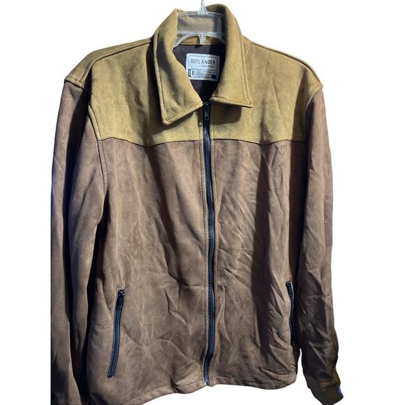 Outlander Craft & Flow Men’s Large Brown Full Zip Polyester Jacket Suede Feel - Picture 1 of 11